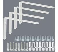 Alise Floating Shelf Brackets,White Bracket for Shelves Heavy Duty L Wall Bracket Corner Brace,Stainless Steel Joint Angle Bracket for Wooden Board Hanging Support,6x4 Inch(Pack of 4)