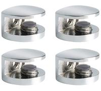 Alise Glass Shelf Bracket Adjustable Shower Brackets,Heavy Duty Clamp Holder for 5-8mm Glass Shelves,Wall Mount Clamps Clip Support Hardware Replacement Parts,BL3008-4P Polished Chrome Pack of 4