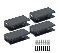 Alise Glass Shelf Bracket Adjustable Shower Brackets,Heavy Duty Rectangle Clamp Holder for 6-10mm Glass Shelves,Wall Mount Clamps Clip Support Panel Hardware Replacement Parts,Black(Pack of 4)
