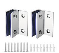 Alise Glass Shelf Bracket Adjustable Shower Door Brackets,Heavy Duty Clamp Holder for 8-12mm Glass Shelves,Wall Mount Glass Door Clamps Clip Hardware Replacement Parts,Polished Chrome,Pack of 2