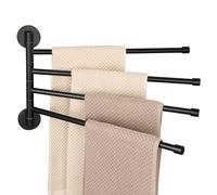 Alise Swivel Towel Rack,Folding 4 Arms Hand Towel Bars Towel Hanger for Bathroom,Wall Mount Drying Racks for Laundry,SUS304 Stainless Steel Swing Out Towel Holder Storage Space Saving,Matte Black