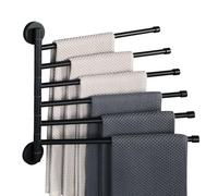 Alise Swivel Towel Rack,Folding 6 Arms Hand Towel Bars Towel Hanger for Bathroom,Wall Mount Drying Racks for Laundry,SUS304 Stainless Steel Swing Out Towel Holder Storage Space Saving,Matte Black