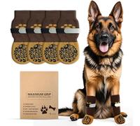 Alishomtll 2 Pairs Dog Socks Paws Stop Licking, Anti Slip Dog Grip Socks, Soft Paw Protectors with Adjustable Straps Velcro, Dogs Boots Shoe Sock for Indoor Hardwood Floors (Brown,XL)