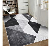 Alishomtll Area Rugs for Living Room 60x110 cm, Washable Anti Slip Large Rug, Black and Grey Super Soft Bedroom Rug, Modern Geometric Style Carpet, Short Pile Non Shedding Floor Carpets Easy to Clean