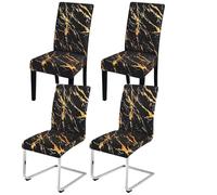 Alishomtll Dining Chair Covers Set of 4, Stretch Chair Slipcovers for Dining Chairs, Elastic Removable Washable Dining Room Chair Protector for Kitchen Hotel Banquet (Black Gold, 4 pcs)