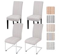 Alishomtll Dining Chair Covers Set of 4, Stretch Chair Slipcovers for Dining Chairs, Streaks Elastic Removable Washable Dining Room Chair Protector for Kitchen Hotel Party Banquet (Lightblue, 4 pcs)