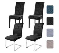 Alishomtll Dining Chair Covers Set of 4 Stretch Leaf Chair Covers for Dining Chairs Elastic Removable Chair Slipcovers Reusable Washable Chair Protector for Kitchen Hotel Banquet (Black, 4 pcs)