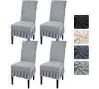 Alishomtll Dining Chair Covers Set of 4, Stretch Universal Chair Covers for Dining Chairs, Removable Washable Chair Slipcovers, Jacquard Chairs Protective for Kitchen Hotel Banquet (Light grey, 4 pcs)