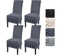 Alishomtll Dining Chair Covers Set of 4, Stretch Universal Chair Covers for Dining Chairs, Removable Washable Chair Slipcovers, Jacquard Chairs Protective for Kitchen Hotel Banquet (Dark grey, 4 pcs)