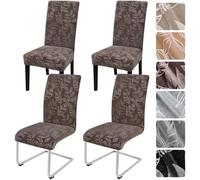 Alishomtll Dining Chair Covers Set of 4 Stretch Velvet Chair Slipcovers Washable Covers for Swing Chair Removable Chair Protector for Dining Room Kitchen Banquet Wedding Party (Dark Brown 4psc)