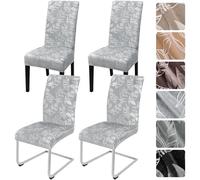 Alishomtll Dining Chair Covers Set of 4 Stretch Velvet Chair Slipcovers Washable Covers for Swing Chair Removable Chair Protector for Dining Room Kitchen Banquet Wedding Party (Light Grey 4psc)