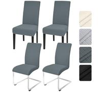 Alishomtll Dining Chair Covers Set of 4, Universal Fit Stretch Spandex Chair Slipcovers, Washable Removable Chair Protector for Dining Room Kitchen Banquet Wedding Party (Dark Grey, 4psc)