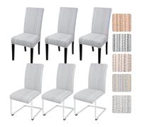 Alishomtll Dining Chair Covers Set of 6, Stretch Chair Slipcovers for Dining Chairs, Streaks Elastic Removable Washable Dining Room Chair Protector for Kitchen Hotel Party Banquet (Lightgrey, 6 pcs)