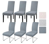 Alishomtll Dining Chair Covers Set of 6 Stretch Chair Slipcovers Jacquard Covers for Swing Chair Spandex Removable Washable Chair Protectors for Dining Room Kitchen Banquet Wedding Party (Grey 6psc)