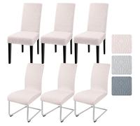Alishomtll Dining Chair Covers Set of 6 Stretch Chair Slipcovers Jacquard Covers for Swing Chair Spandex Removable Washable Chair Protectors for Dining Room Kitchen Banquet Wedding Party (Beige 6psc)