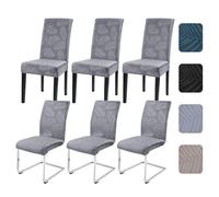 Alishomtll Dining Chair Covers Set of 6 Stretch Leaf Chair Covers for Dining Chairs Elastic Removable Chair Slipcovers Reusable Washable Chair Protector for Kitchen Hotel Banquet (Light Grey, 6 pcs)