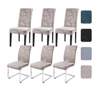 Alishomtll Dining Chair Covers Set of 6 Stretch Leaf Chair Covers for Dining Chairs Elastic Removable Chair Slipcovers Reusable Washable Chair Protector for Kitchen Hotel Banquet (Champagne, 6 pcs)