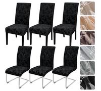 Alishomtll Dining Chair Covers Set of 6 Stretch Velvet Chair Slipcovers Elastic Washable Covers for Swing Chair Removable Chair Protector for Dining Room Kitchen Banquet Wedding Party (Black 6psc)