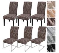 Alishomtll Dining Chair Covers Set of 6 Stretch Velvet Chair Slipcovers Washable Covers for Swing Chair Removable Chair Protector for Dining Room Kitchen Banquet Wedding Party (Dark Brown 6psc)
