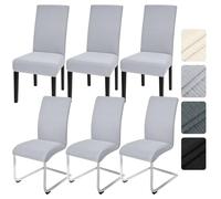 Alishomtll Dining Chair Covers Set of 6, Universal Fit Stretch Spandex Chair Slipcovers, Washable Removable Chair Protector for Dining Room Kitchen Banquet Wedding Party (Light Grey, 6psc)