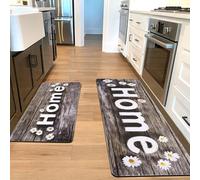 Alishomtll Kitchen Mats Sets, 2 Piece PVC Kitchen Rugs, Waterproof Non-slip Anti-Fatigue Stain-Resistant Home Kitchen Runner Washable Standing Mats for Home Office Floor 44x75+44x120cm