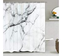 Alishomtll Shower Curtain Textile Shower Curtain Fabric with Rings Marble Shower Curtain Bath Digital Print Polyester Anti Mould 175 x 178 cm