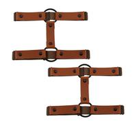 alisikee 2pcs Adjustable Faux Leather Leg Garter Belt, 2 Rows Elastic Punk Thigh Garter for Women Parties, Brown, One Size