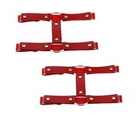 alisikee 2PCs Adjustable Faux Leather Leg Garter Belt, 2 Rows Thigh Garters for Women Parties, Black/Red/Pink/White/Brown, Red, Medium