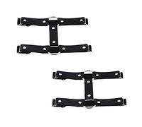 alisikee 2PCs Adjustable Faux Leather Leg Garter Belt, 2 Rows Thigh Garters for Women Parties, Black/Red/Pink/White/Brown, Black, Medium