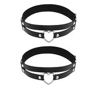 alisikee 2Pcs Adjustable Heart Leg Garter Belt, Elastic Thigh Garters for Women, Black, One Size