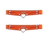 alisikee 2Pcs Adjustable Heart Leg Garter Belt, Elastic Thigh Garters for Women, Orange, One Size