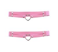 alisikee 2Pcs Adjustable Heart Leg Garter Belt, Elastic Thigh Garters for Women, Pink, One Size