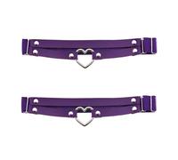 alisikee 2Pcs Adjustable Heart Leg Garter Belt, Elastic Thigh Garters for Women, Purple, One Size