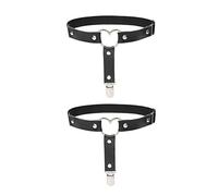 alisikee 2pcs Adjustable Heart-Shaped Thigh Garter with Anti-Slip Clips, Elastic Gothic Leg Garter for Ladies, Black