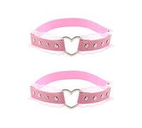 alisikee 2Pcs Adjustable Lace Heart-Shaped Thigh Garter, Elastic Leg Garters for Women, Pink, One Size