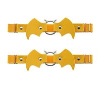 alisikee 2pcs Adjustable Leather Leg Garter, Bat-Shaped Elastic Punk Thigh Garter for Women and Girls, Yellow, One Size
