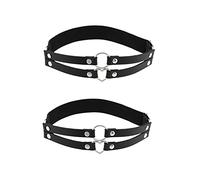 alisikee 2PCs Adjustable Leg Garter with O-Ring and Heart Design, Elastic Thigh Garters Belt for Women, Black, One Size