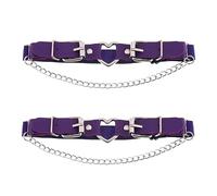 alisikee 2PCs Leather Leg Garter with Chains, Elastic Rock Heart Thigh Garter for Women, Purple, One Size