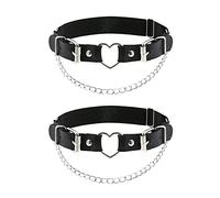 alisikee 2PCs Leg Garter with Chains, Elastic Heart Thigh Garters for Women Birthday Valentine Wedding Gift