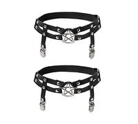 alisikee Adjustable Star Leg Garter with Non-Slip Clips, Elastic Gothic Thigh Ring Garter for Women and Girls, 2 Pack