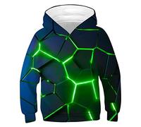 ALISISTER Boys Girls Hoodies Funny 3D Colorful Geometry Dragon Printed Hooded Pullover Sweatshirt with Big Pockets for 6-7 Years