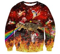 ALISISTER Ugly Christmas Jumper Sweater Unusual Dinosaur Pizza Cat Graphic Xmas Pullover Sweatshirt Teenager Boy Girl Holiday Festival Celebration T-Shirt M