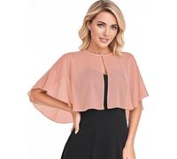 Alisitina Solf Chiffon Shawl Wraps for Evening Dress Shoulder Wedding Cape Shrug Bolero Flapper Cover Up Formal Dressy, Coral, One Size