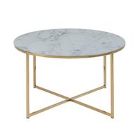 Alisma Coffee Table - Round - White Marble - Gold Legs