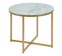 Alisma Side Table - Round - White Marble - Gold Legs