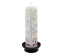 Alison Gardiner Angels & Choir Red with Musical Notes Advent Pillar Candle - Unscented Wax Christmas Countdown, 70hr Burn, Handmade in UK - Festive Candle for Table, Mantelpiece & Seasonal Décor