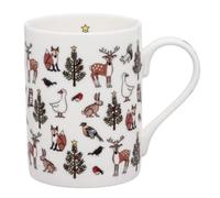 Alison Gardiner Christmas Wildlife Mug Fine Bone China Winter Wildlife Design - British Animals Christmas Trees - Hand Decorated England - Dishwasher Microwave Safe - 320ml Holiday Coffee Mug