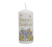 Alison Gardiner Designs Beautiful Handfinished Colourful Spring Flower Easter Cross Pillar Candle Approx. 45 Hour Burn Time