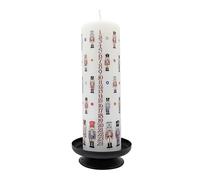 Alison Gardiner Nutcracker Advent Pillar Candle, 70hr Burn Time, Unscented | Handmade in England large wax countdown candle with Nutcracker artwork; unscented mantel display; 70-hour burn.