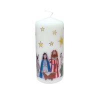 Alison Gardiner The Nativity Mini Pillar Candle - Unscented Wax Religious Christmas Candle, 40hr Burn, Handmade in UK - Perfect for Adding Warmth to Table Displays & Seasonal Décor